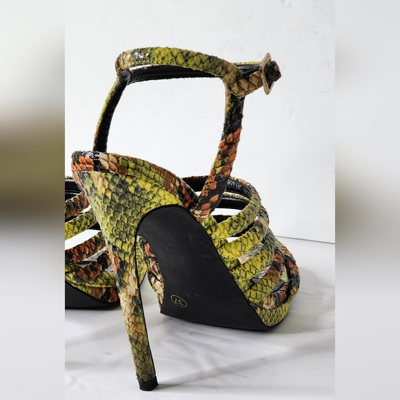 Topshop multi-Color Open toe Snake Print Heels Size 37 EU/ 6.5 US - Picture 6 of 7